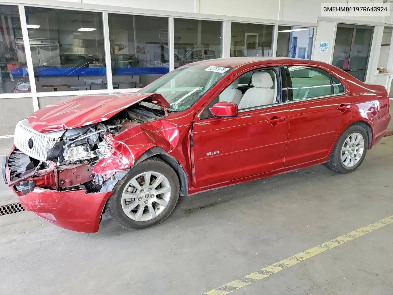 2007 Merc Milan VIN: 3MEHM01197R643924 Lot: 52752476