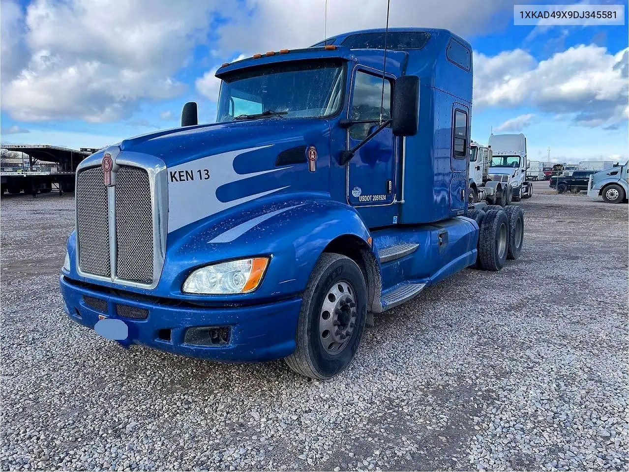 1XKAD49X9DJ345581 2013 Kenworth Construction T660
