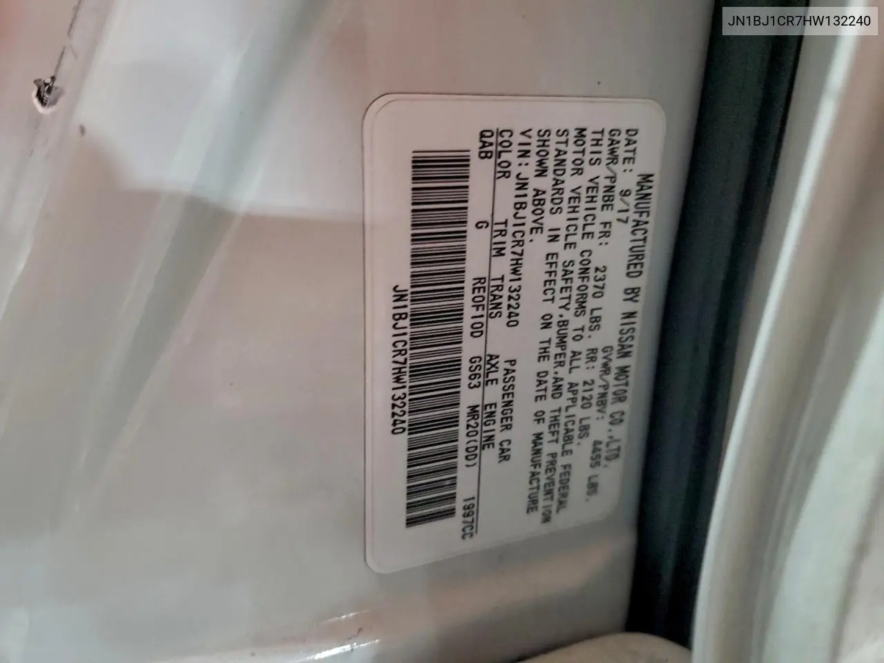 JN1BJ1CR7HW132240 2017 Nissan Rogue Sport S