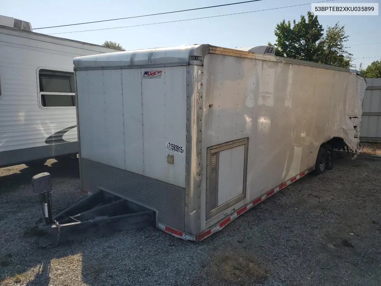 2019 Lgs Jv85X28Te3 Enclosed Cargo Trailer VIN: 53BPTEB2XKU035899 Lot: 71593915