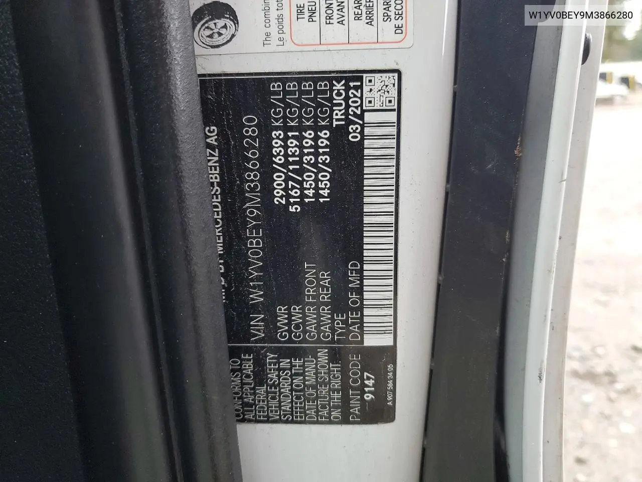 W1YV0BEY9M3866280 2021 Mercedes Benz Metris