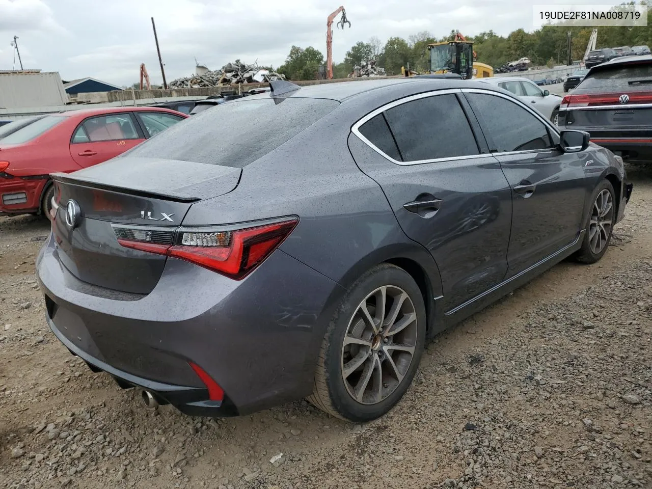 19UDE2F81NA008719 2022 Acura Ilx Premium A-Spec