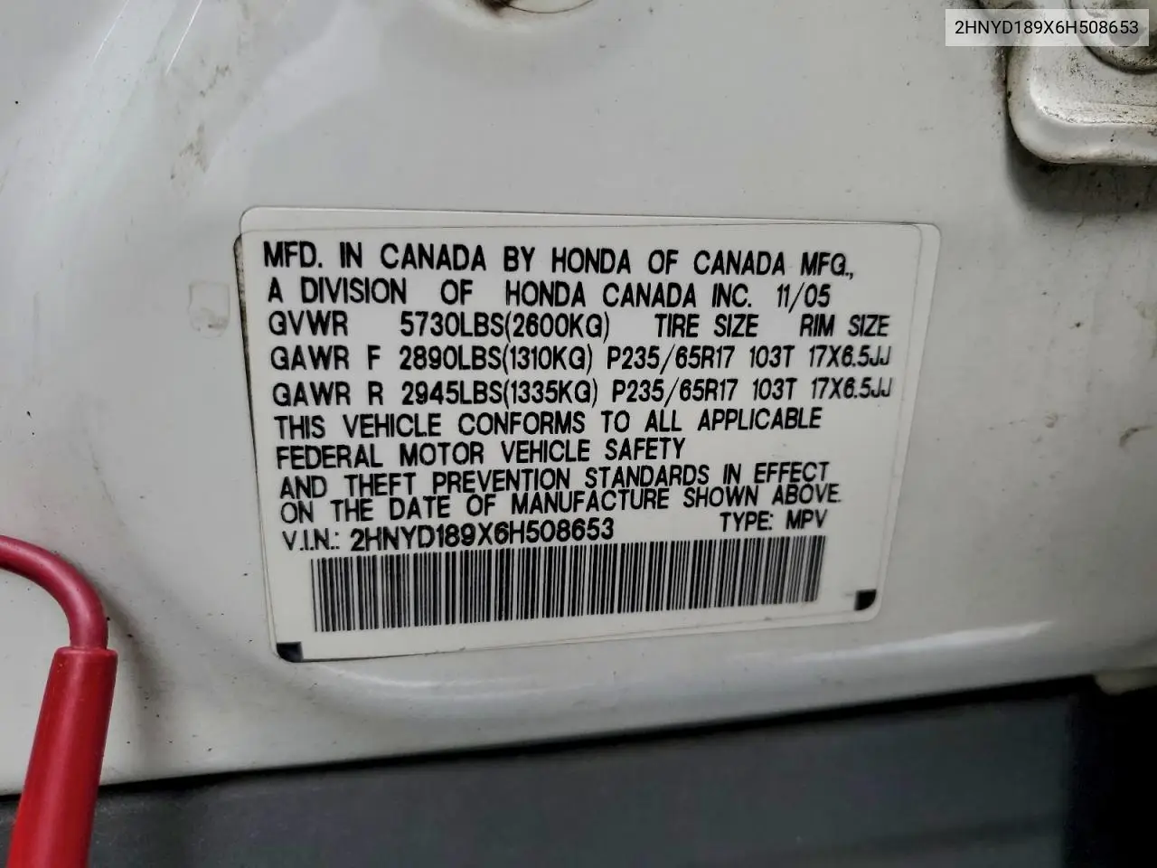 2HNYD189X6H508653 2006 Acura Mdx Touring