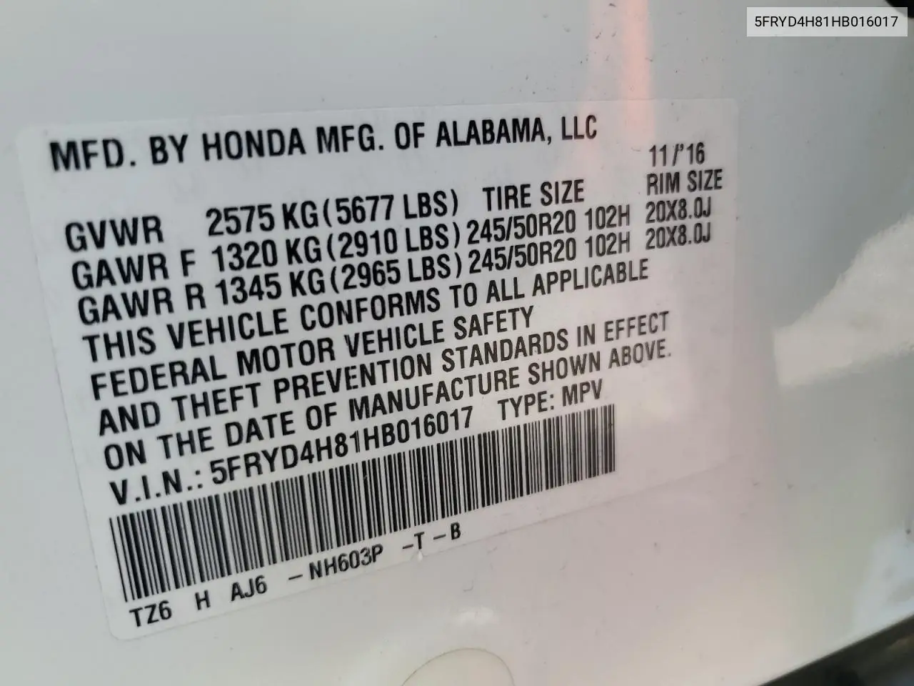 5FRYD4H81HB016017 2017 Acura Mdx Advance