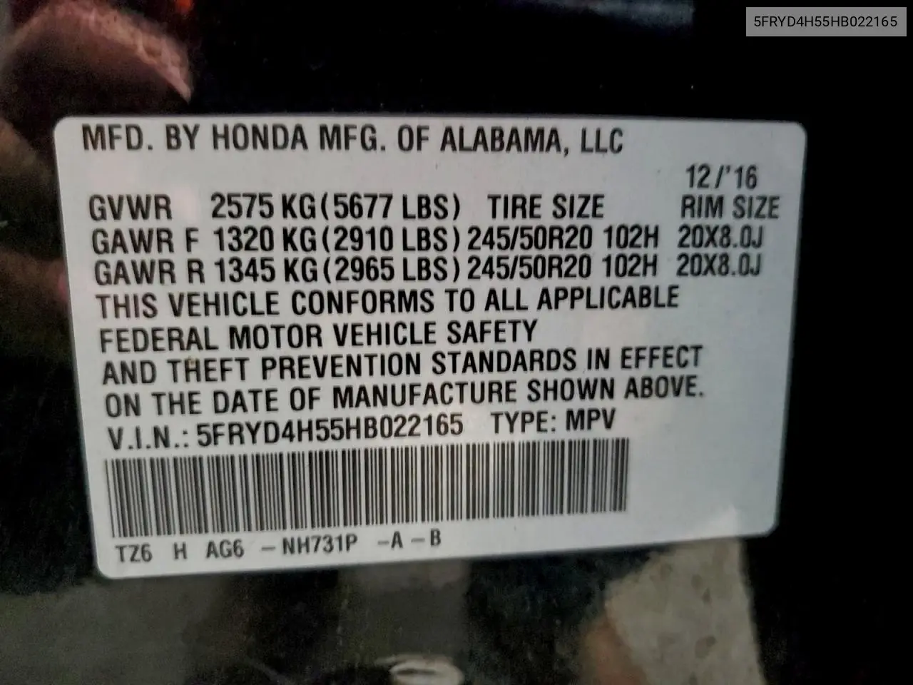 5FRYD4H55HB022165 2017 Acura Mdx Technology