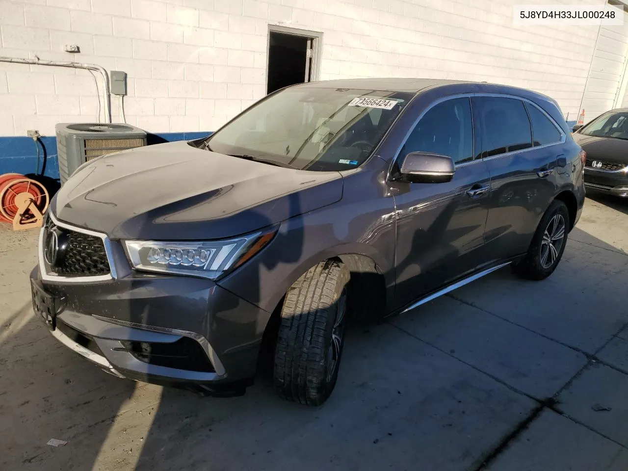 5J8YD4H33JL000248 2018 Acura Mdx