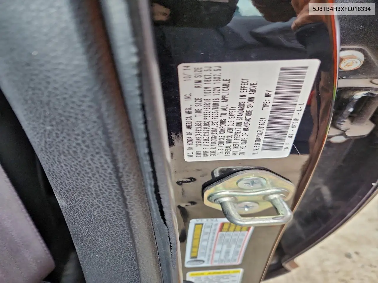 5J8TB4H3XFL018334 2015 Acura Rdx