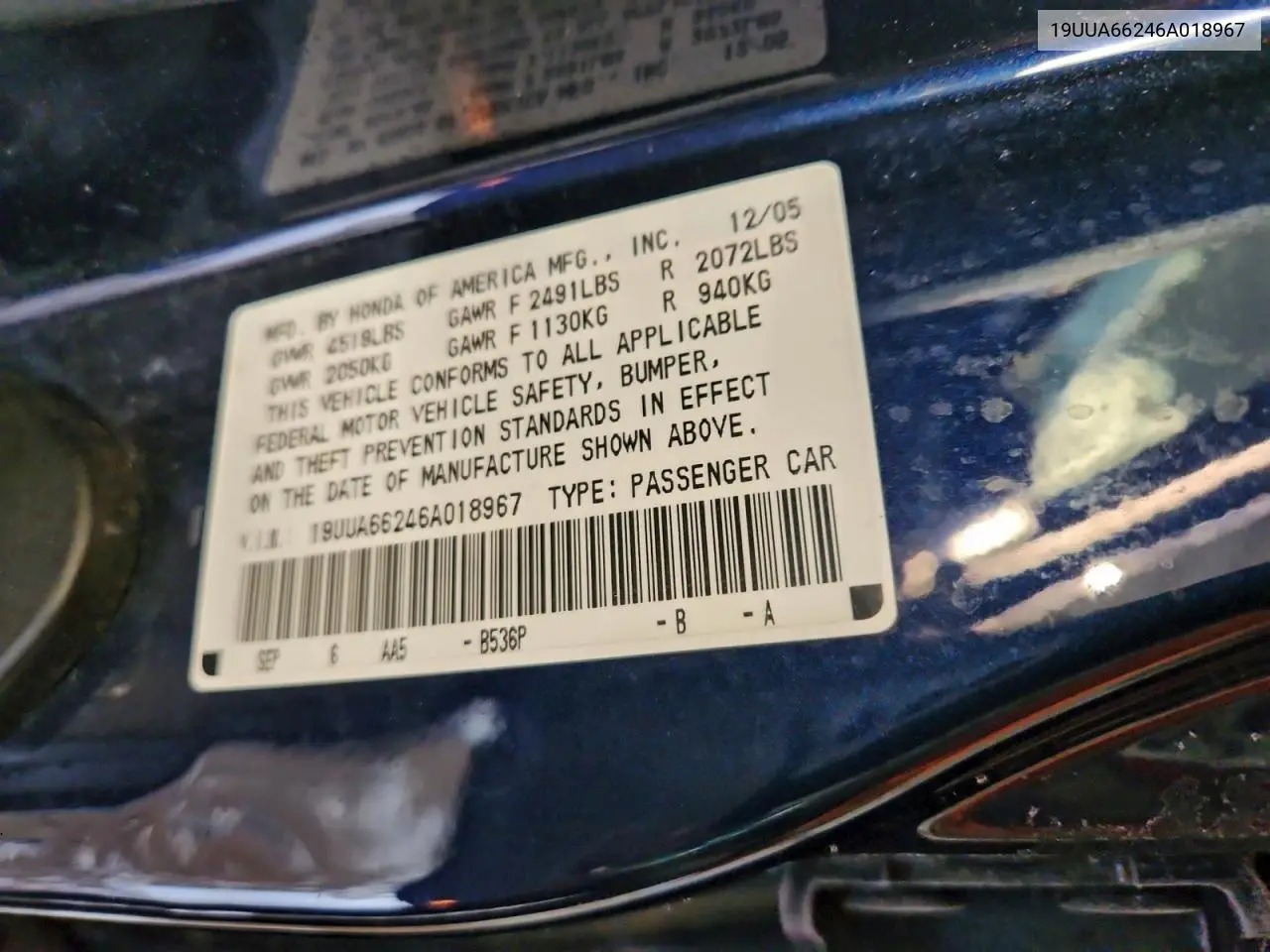 19UUA66246A018967 2006 Acura 3.2Tl