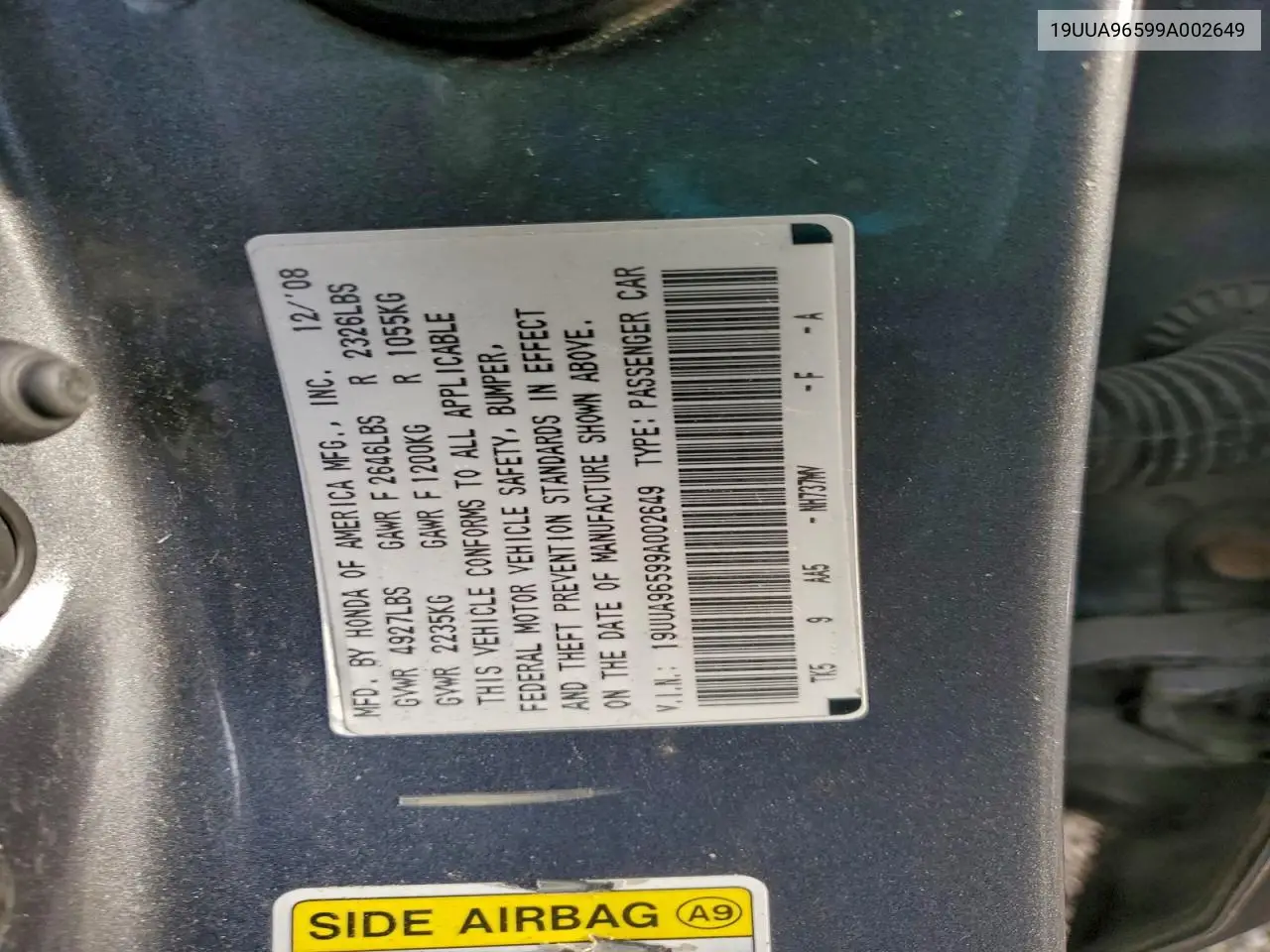 19UUA96599A002649 2009 Acura Tl
