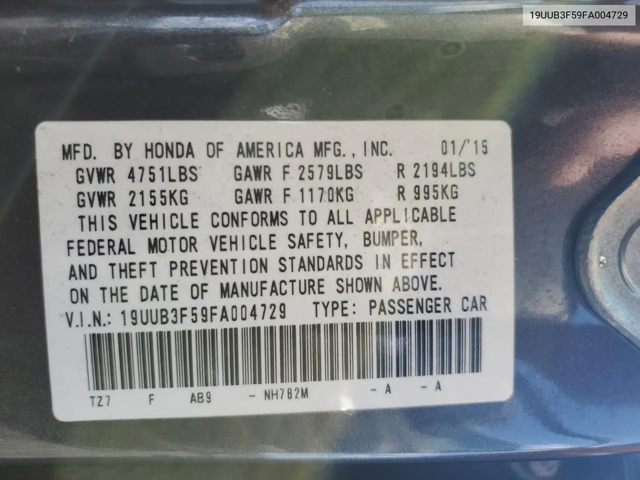 19UUB3F59FA004729 2015 Acura Tlx Tech