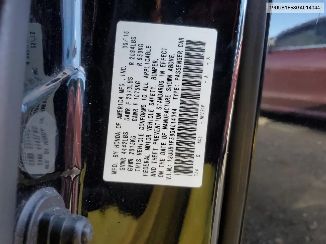19UUB1F58GA014044 2016 Acura Tlx Tech