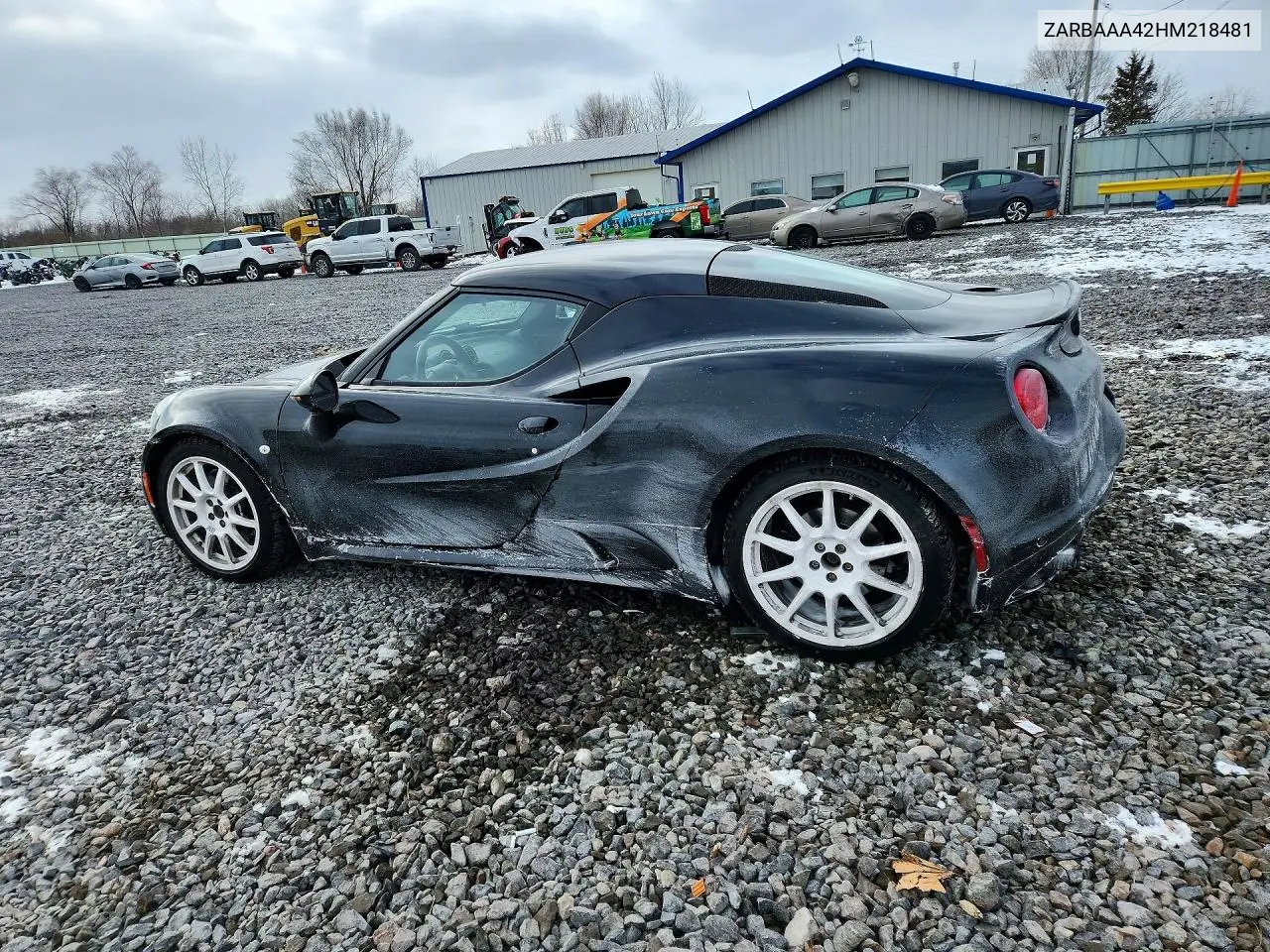2017 Alfa Romeo 4C VIN: ZARBAAA42HM218481 Lot: 75505415