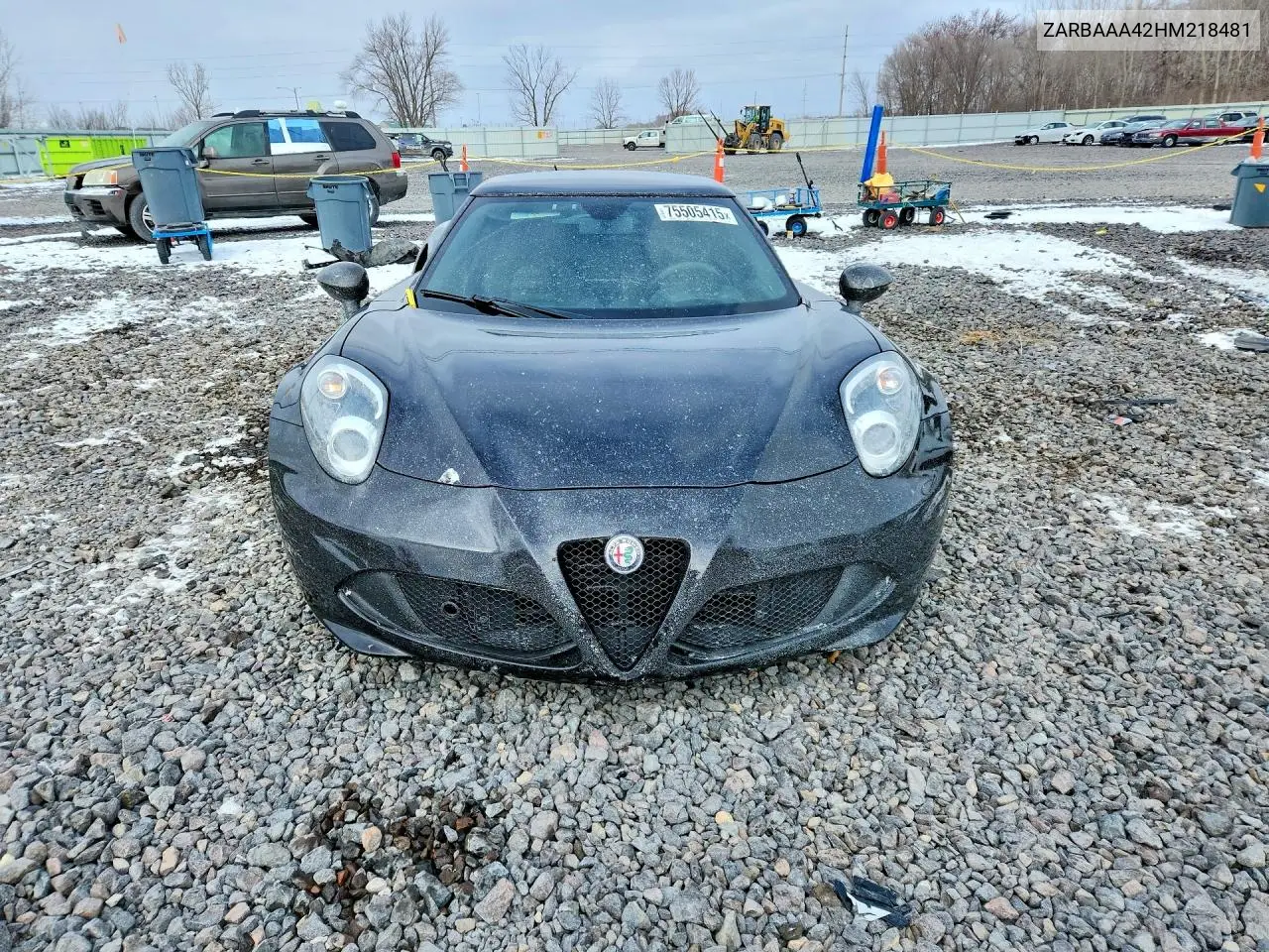 2017 Alfa Romeo 4C VIN: ZARBAAA42HM218481 Lot: 75505415