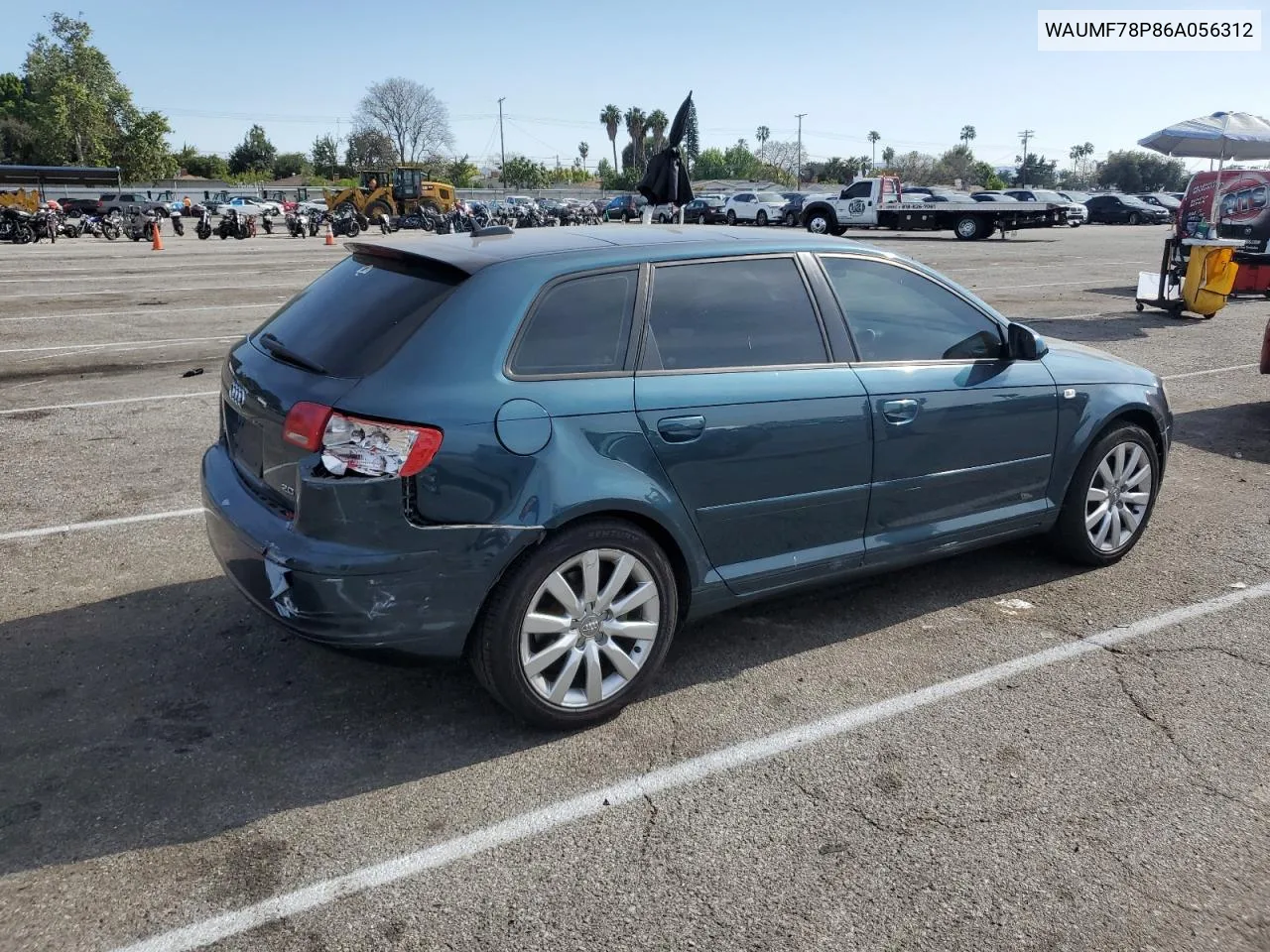 2006 Audi A3 2.0 Sport VIN: WAUMF78P86A056312 Lot: 54792874