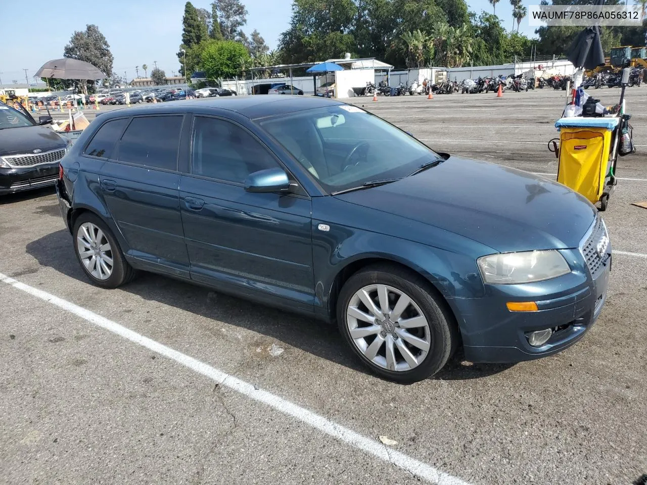 2006 Audi A3 2.0 Sport VIN: WAUMF78P86A056312 Lot: 54792874