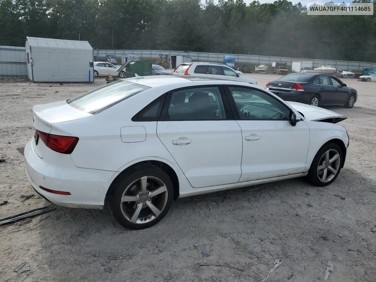 2016 Audi A3 Premium VIN: WAUA7GFF4G1114685 Lot: 71543494