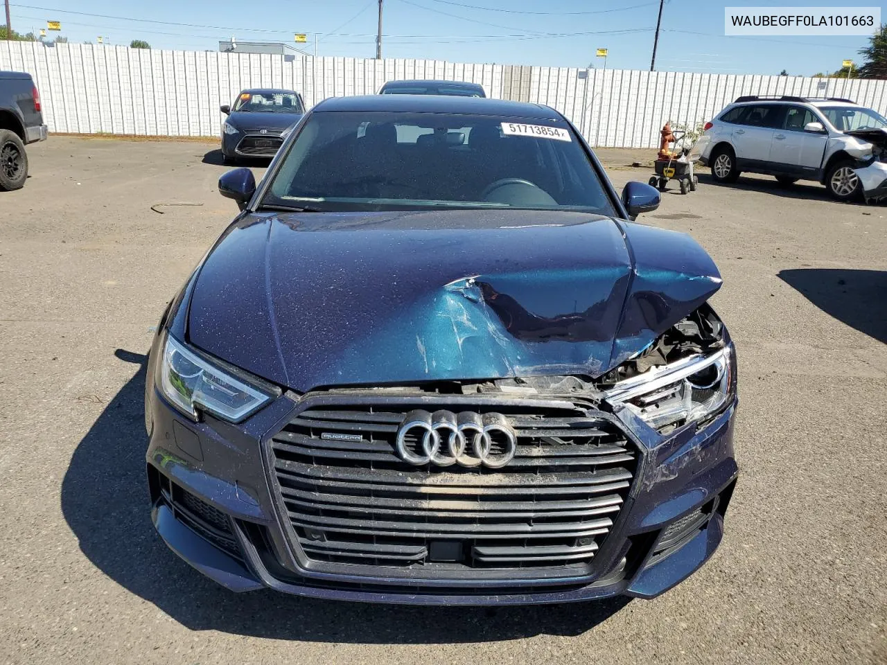 2020 Audi A3 S-Line Premium VIN: WAUBEGFF0LA101663 Lot: 51713854