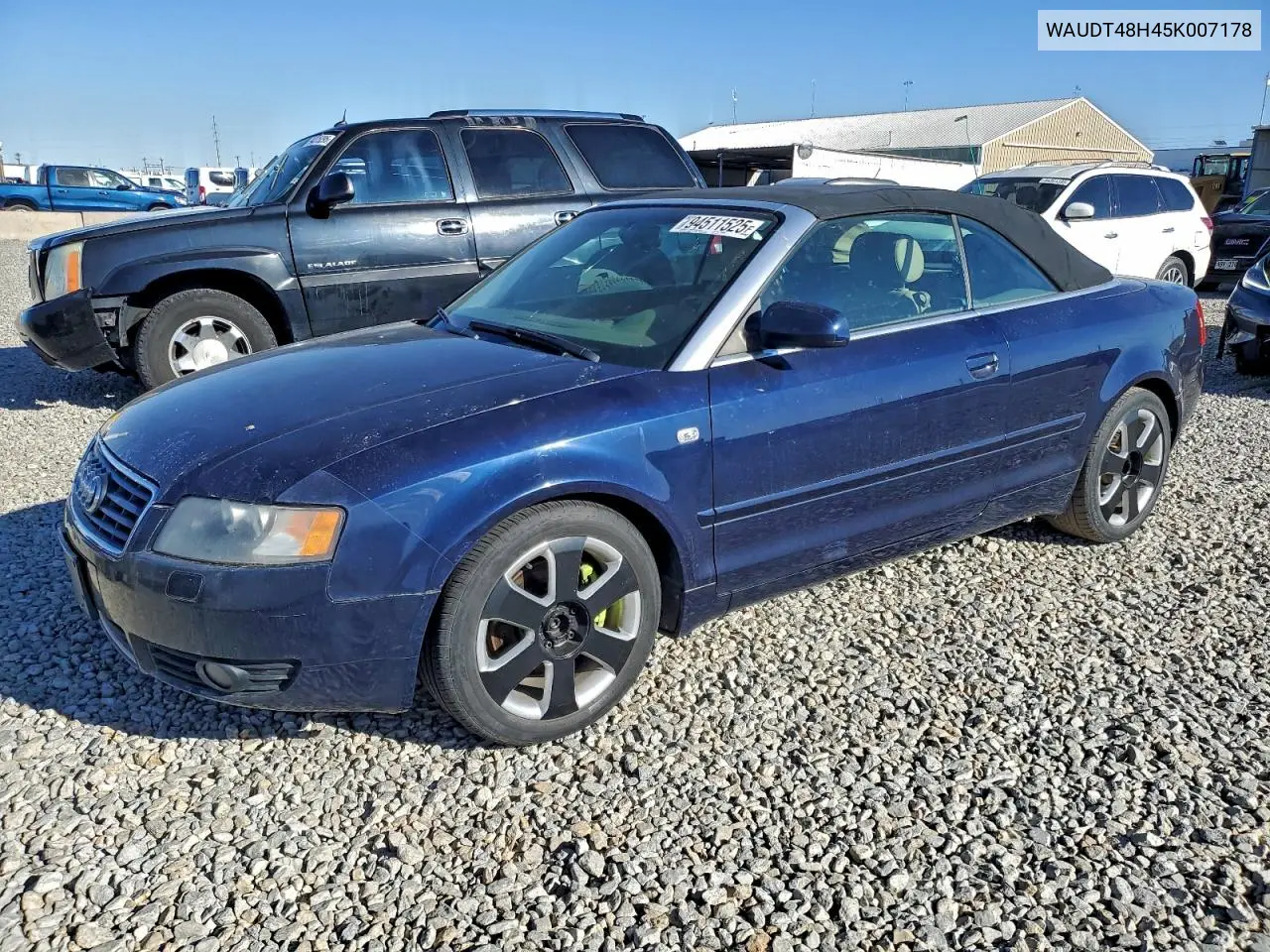 WAUDT48H45K007178 2005 Audi A4 Quattro Cabriolet