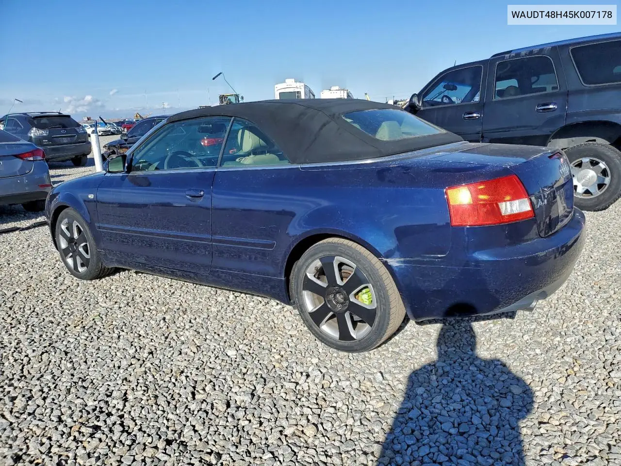 WAUDT48H45K007178 2005 Audi A4 Quattro Cabriolet