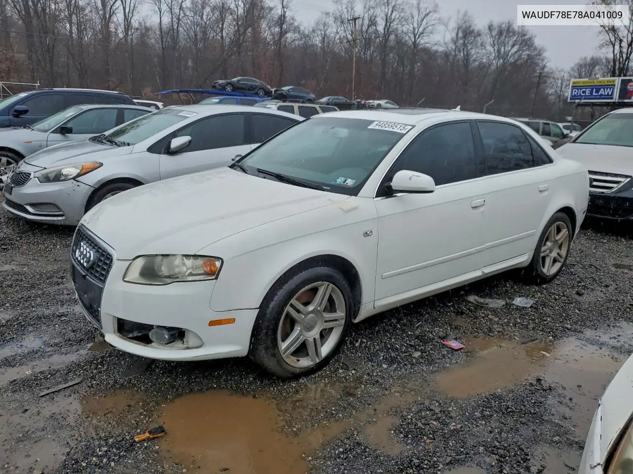 WAUDF78E78A041009 2008 Audi A4 2.0T Quattro