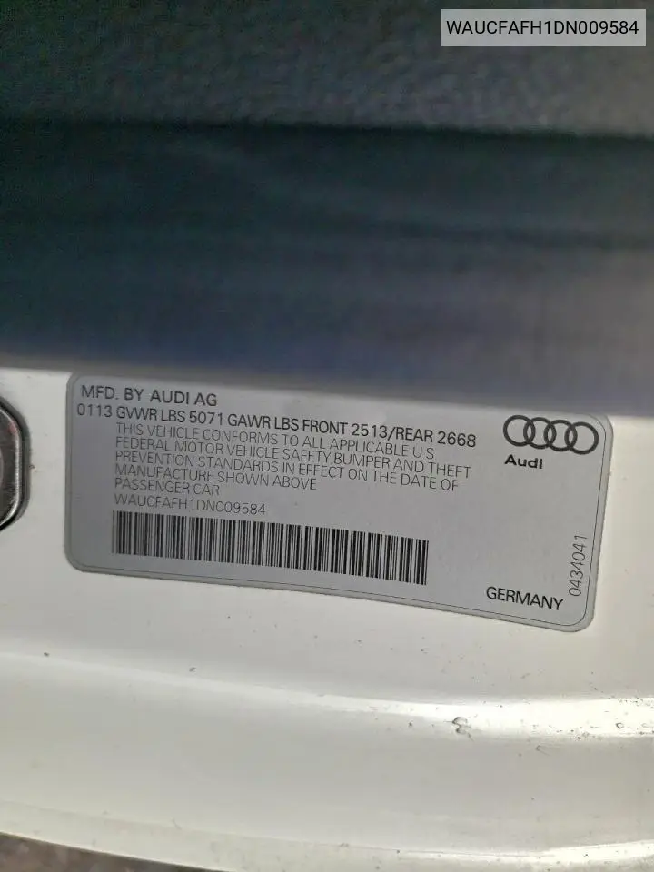 WAUCFAFH1DN009584 2013 Audi A5 Premium