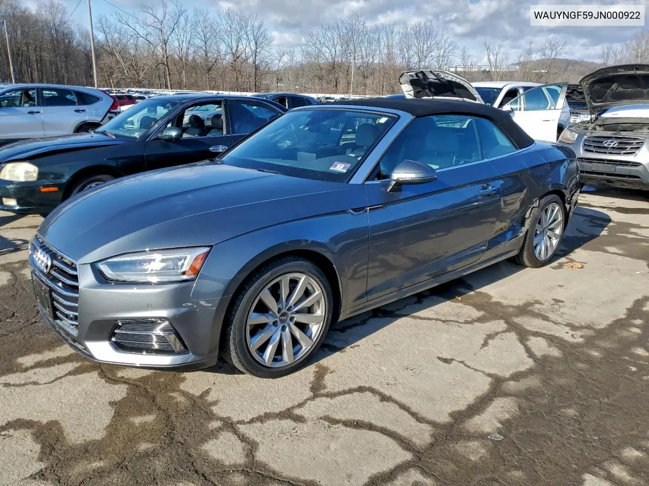 WAUYNGF59JN000922 2018 Audi A5 Premium Plus
