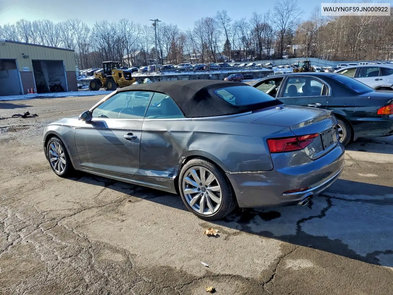 WAUYNGF59JN000922 2018 Audi A5 Premium Plus