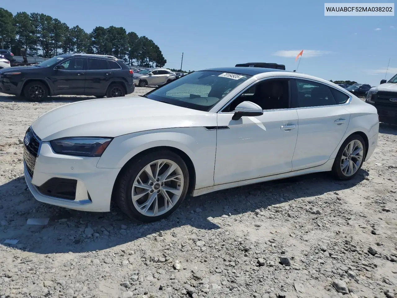 WAUABCF52MA038202 2021 Audi A5 Premium 40
