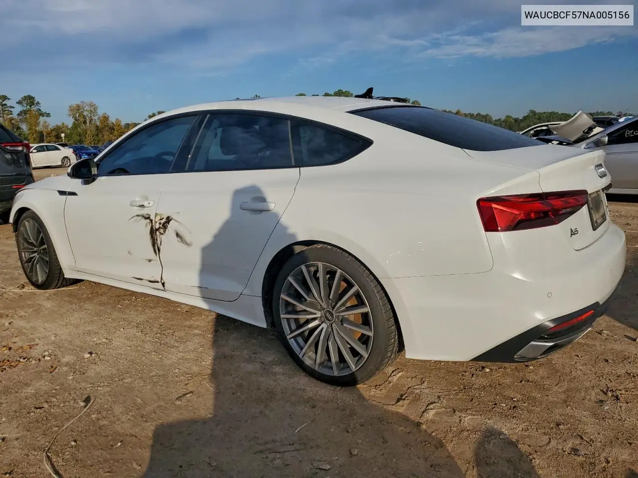 WAUCBCF57NA005156 2022 Audi A5 Premium Plus 40