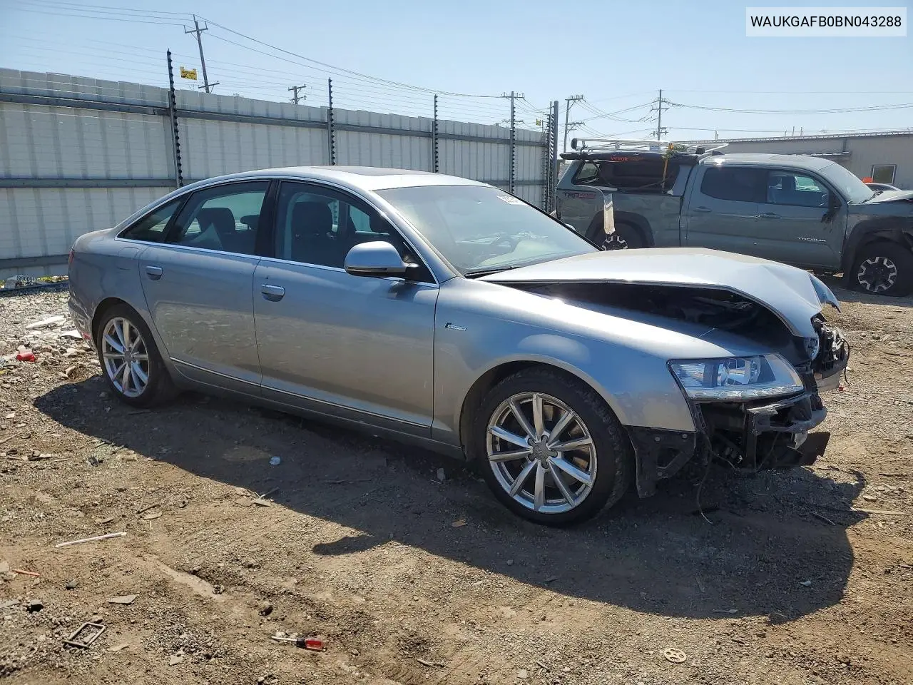 WAUKGAFB0BN043288 2011 Audi A6 Prestige