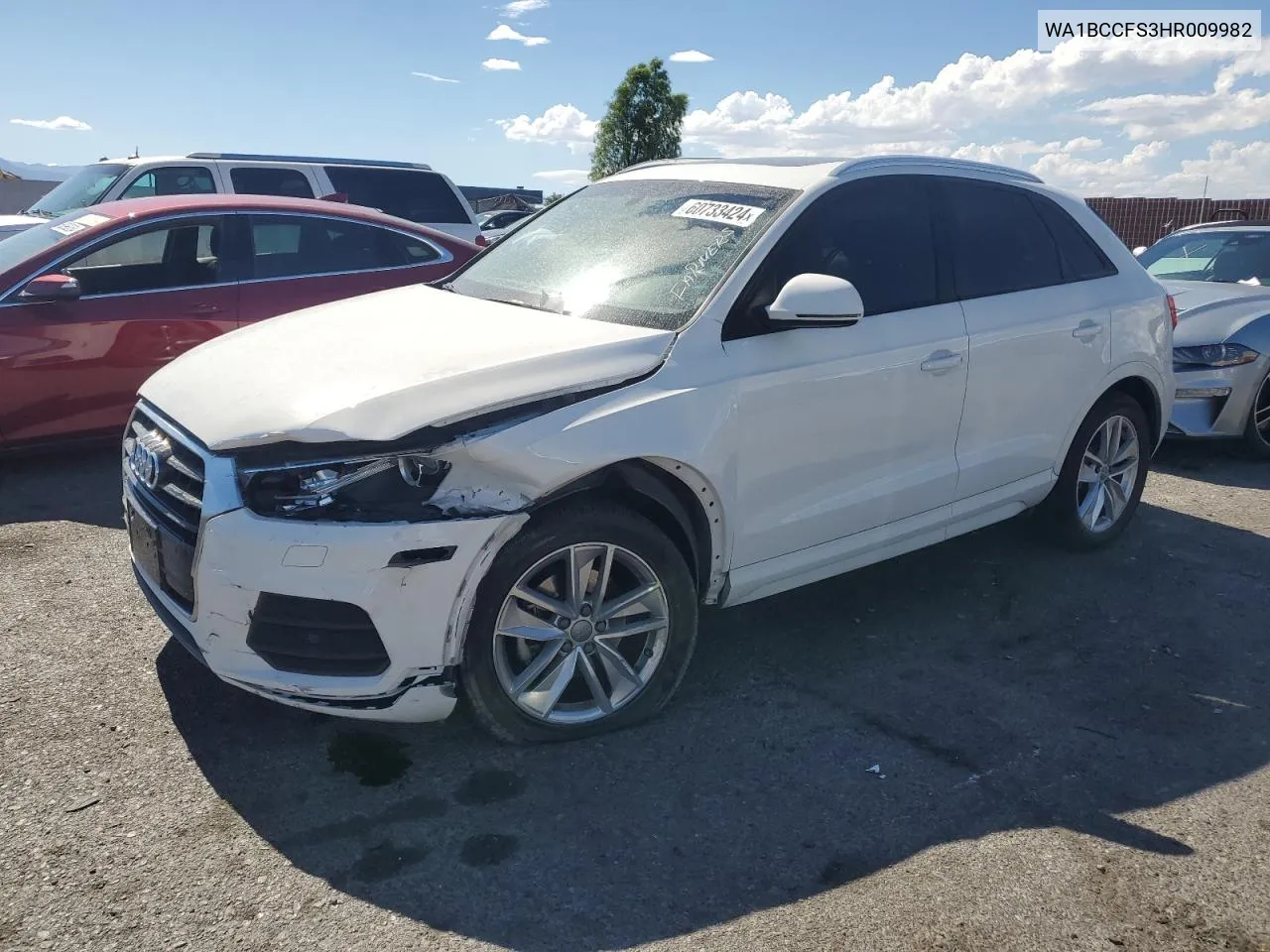 2017 Audi Q3 Premium VIN: WA1BCCFS3HR009982 Lot: 60733424