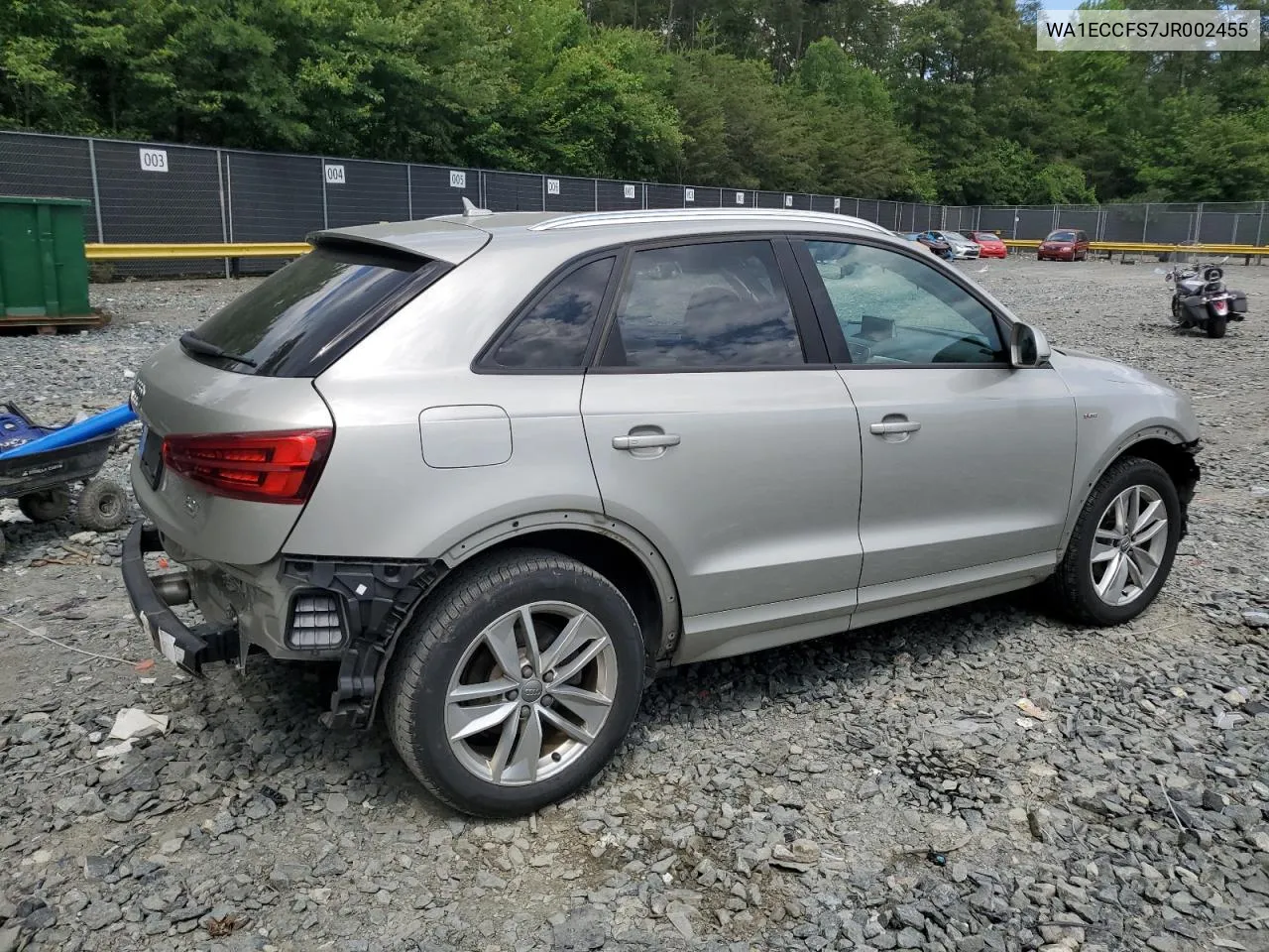 2018 Audi Q3 Premium VIN: WA1ECCFS7JR002455 Lot: 55798474