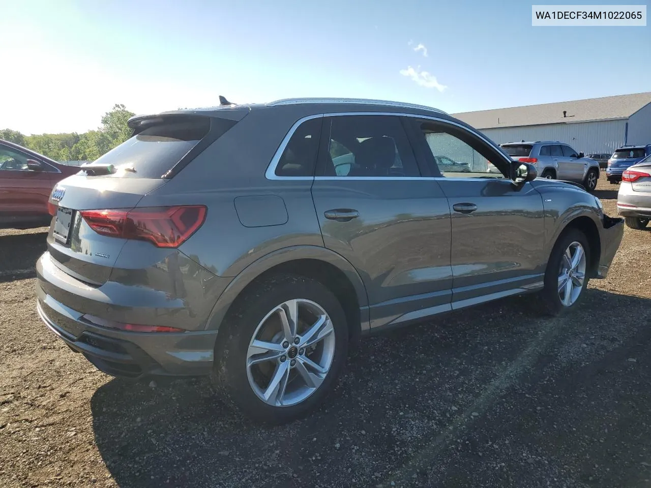 2021 Audi Q3 Premium S Line 45 VIN: WA1DECF34M1022065 Lot: 62413154