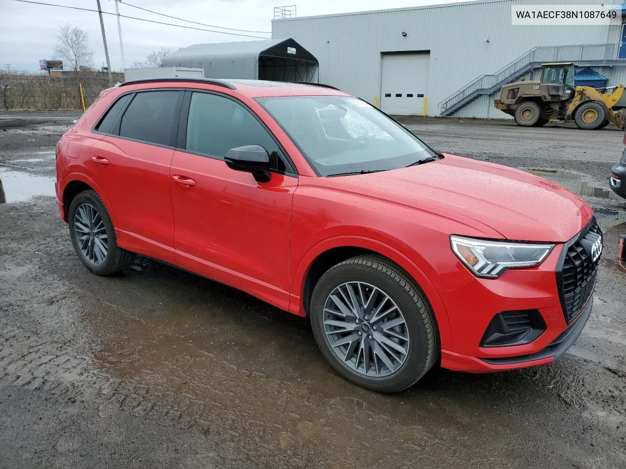 2022 Audi Q3 Komfort 45 VIN: WA1AECF38N1087649 Lot: 52862354