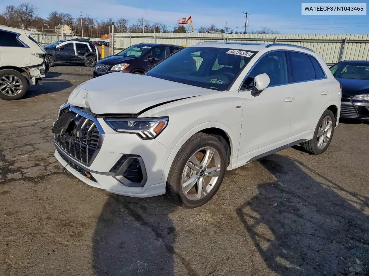 WA1EECF37N1043465 2022 Audi Q3 Premium Plus S Line 45