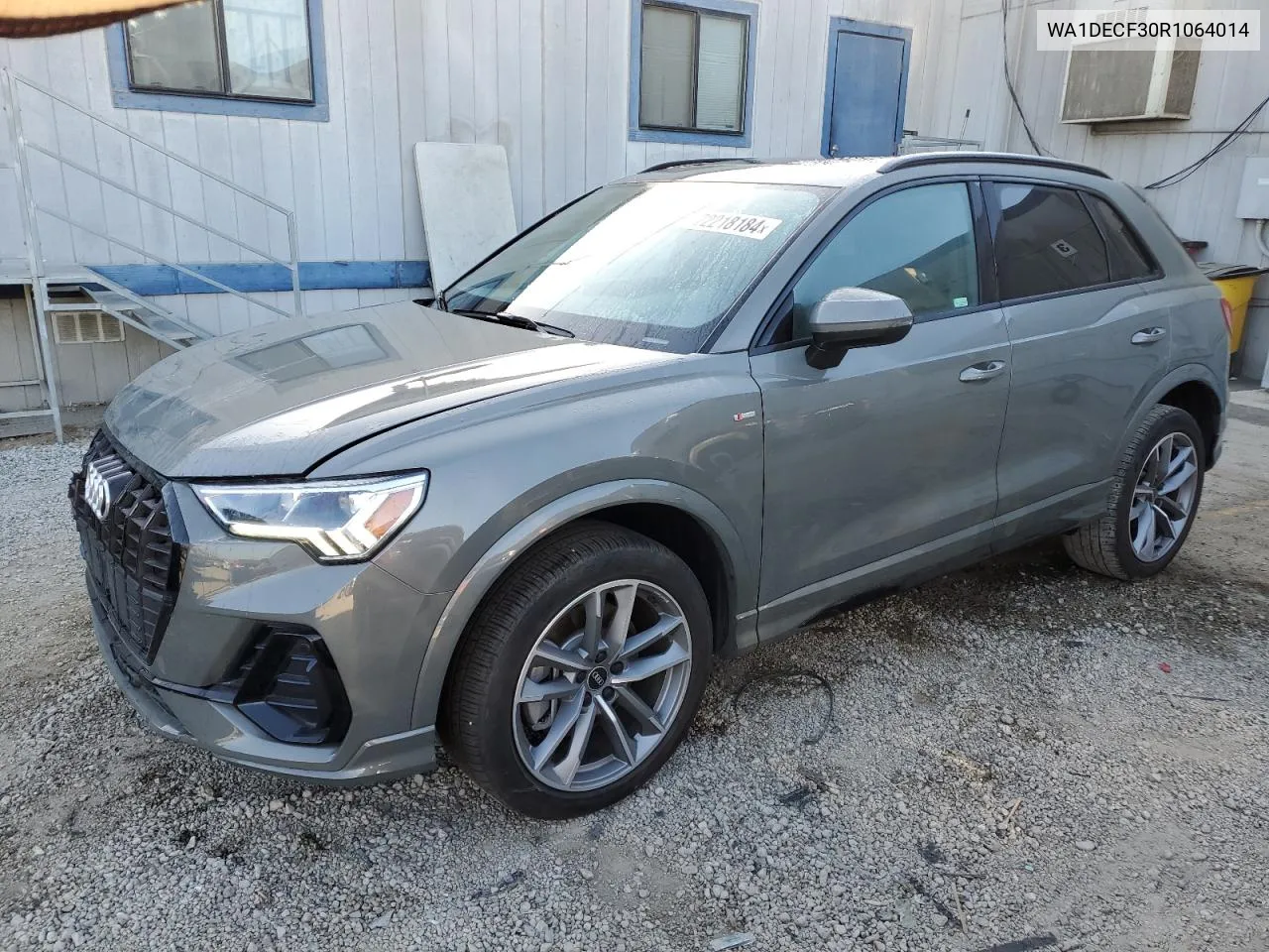 2024 Audi Q3 Premium S Line 45 VIN: WA1DECF30R1064014 Lot: 72218184