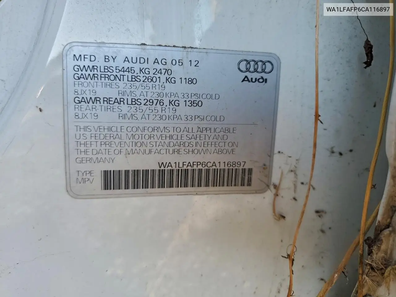 WA1LFAFP6CA116897 2012 Audi Q5 Premium Plus