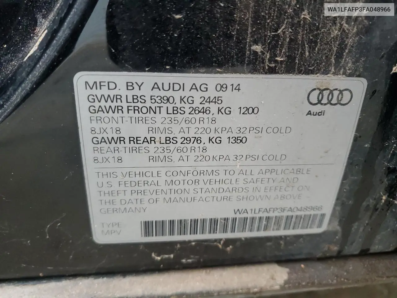 WA1LFAFP3FA048966 2015 Audi Q5 Premium Plus