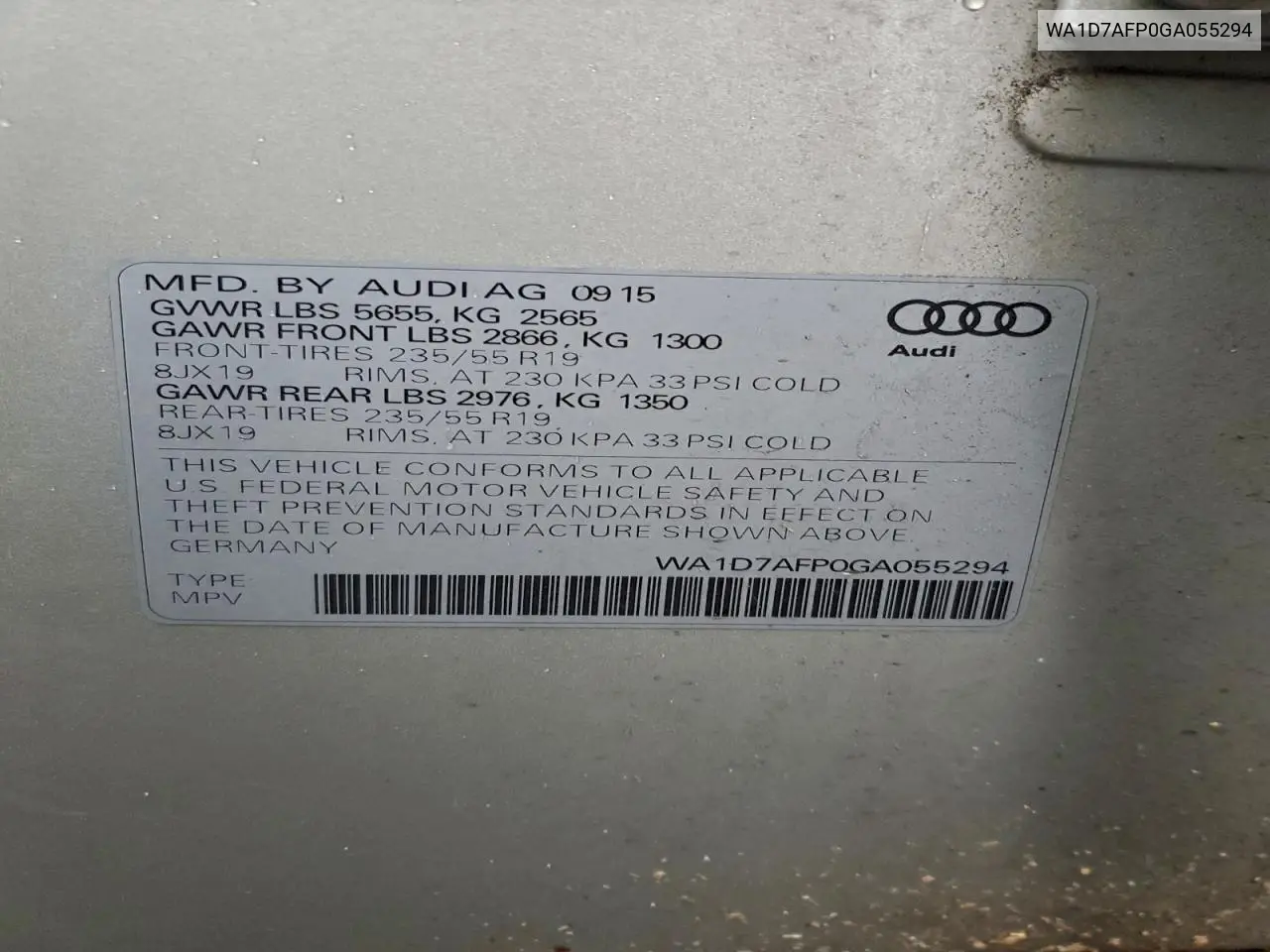 WA1D7AFP0GA055294 2016 Audi Q5 Premium Plus S-Line