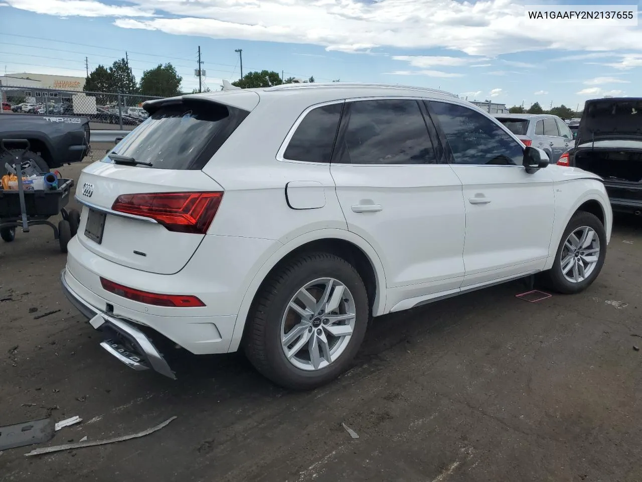 2022 Audi Q5 Premium 45 VIN: WA1GAAFY2N2137655 Lot: 58033464