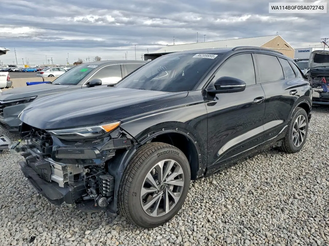2025 Audi Q6 E-Tron Premium VIN: WA114BGF0SA072743 Lot: 96209955