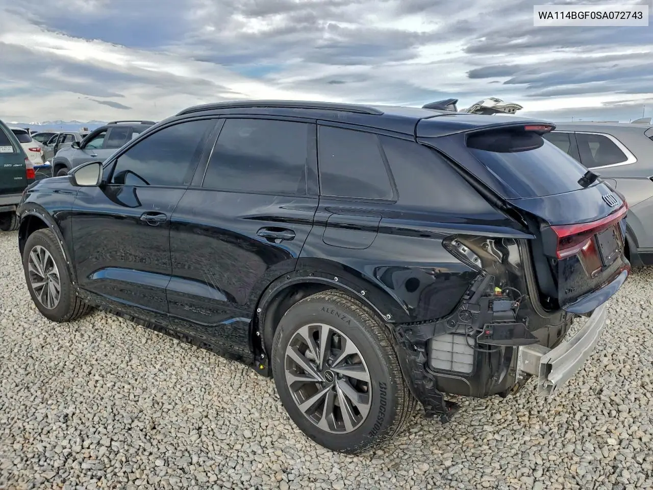 2025 Audi Q6 E-Tron Premium VIN: WA114BGF0SA072743 Lot: 96209955