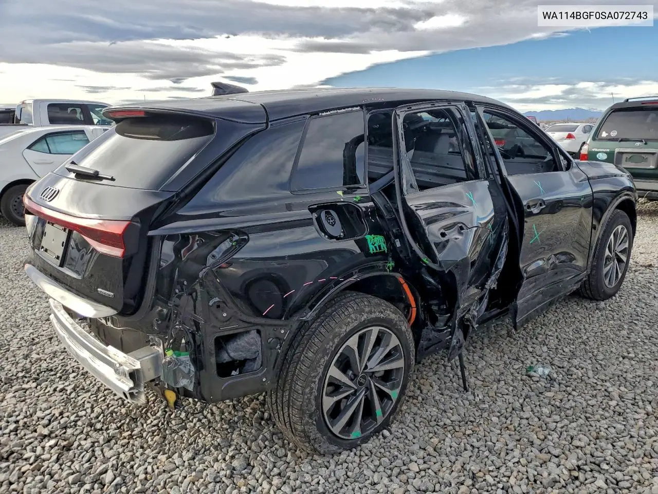 2025 Audi Q6 E-Tron Premium VIN: WA114BGF0SA072743 Lot: 96209955