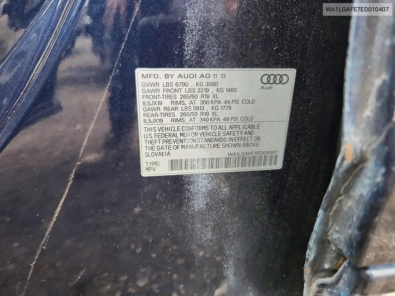 WA1LGAFE7ED010407 2014 Audi Q7 Premium Plus