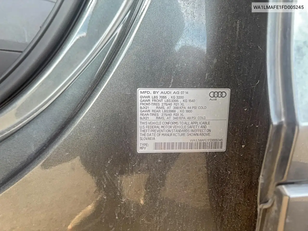 WA1LMAFE1FD005245 2015 Audi Q7 Tdi Premium Plus