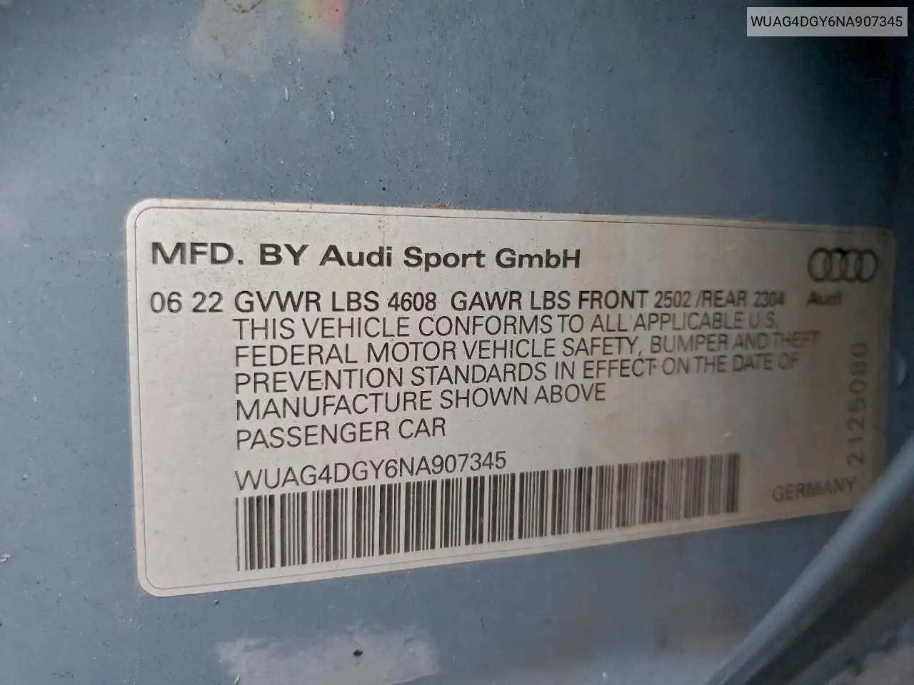 WUAG4DGY6NA907345 2022 Audi Rs3