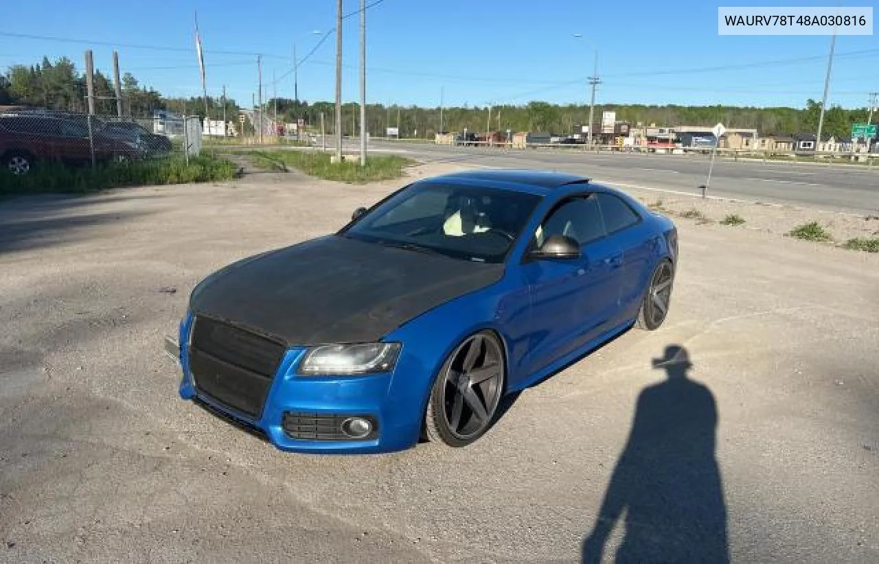 WAURV78T48A030816 2008 Audi S5 Quattro