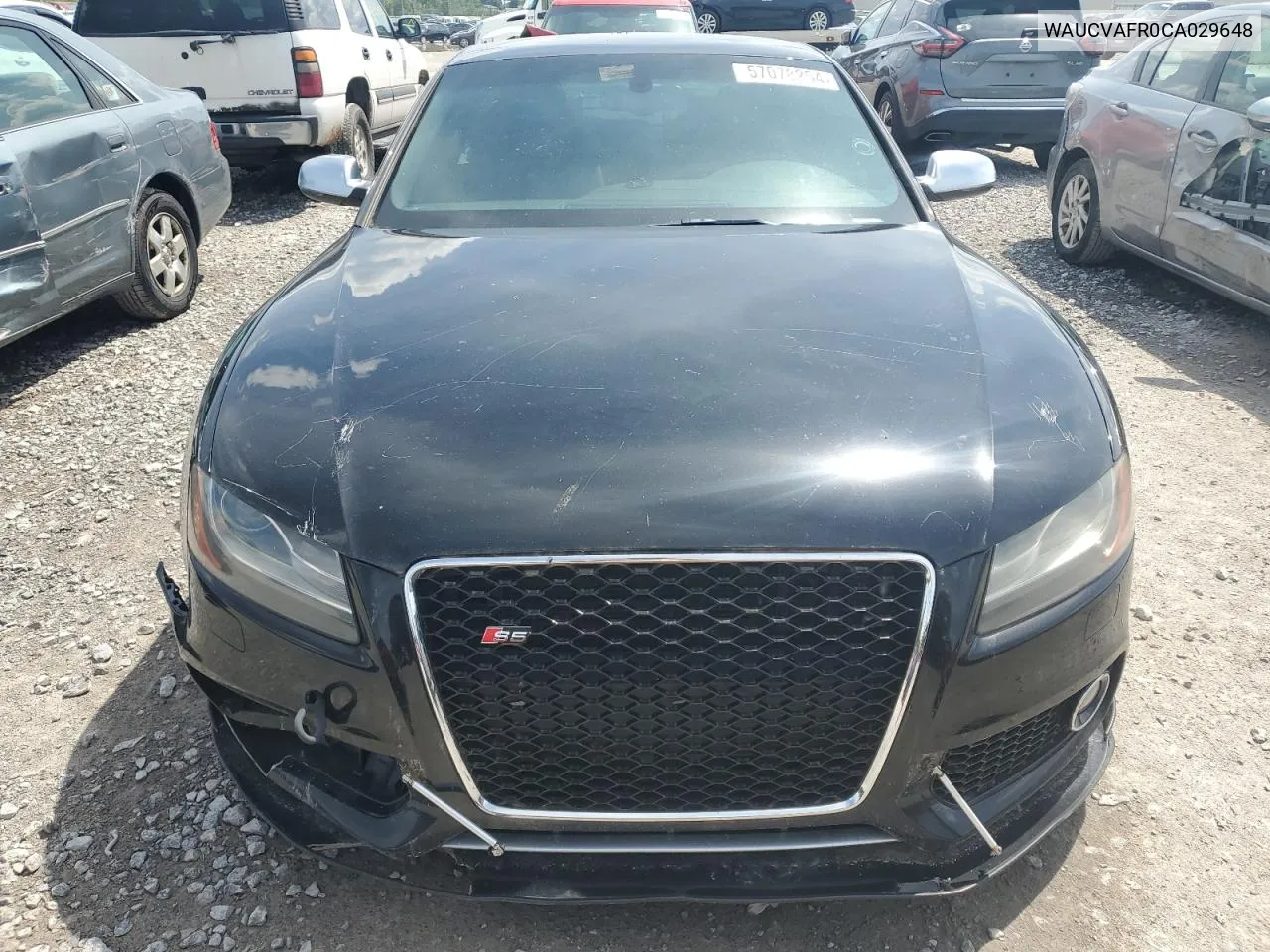 2012 Audi S5 Premium Plus VIN: WAUCVAFR0CA029648 Lot: 57078254