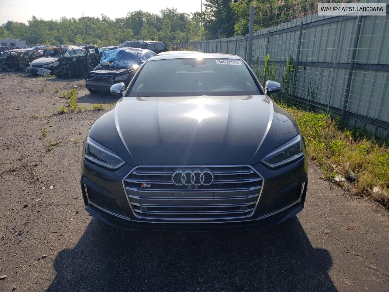 2018 Audi S5 Premium Plus VIN: WAUP4AF51JA003686 Lot: 54999144