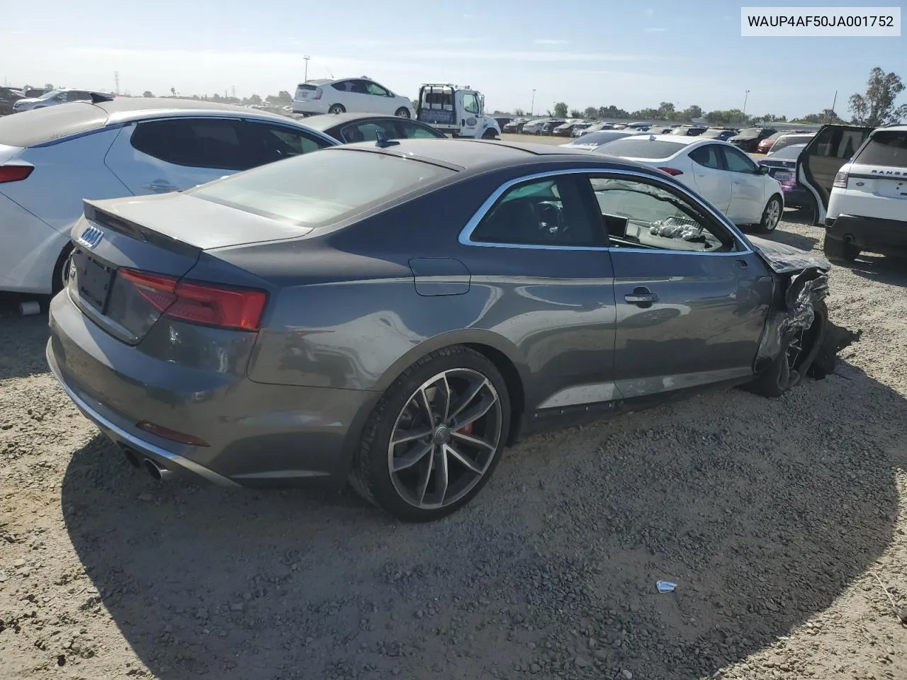 2018 Audi S5 Premium Plus VIN: WAUP4AF50JA001752 Lot: 55718474